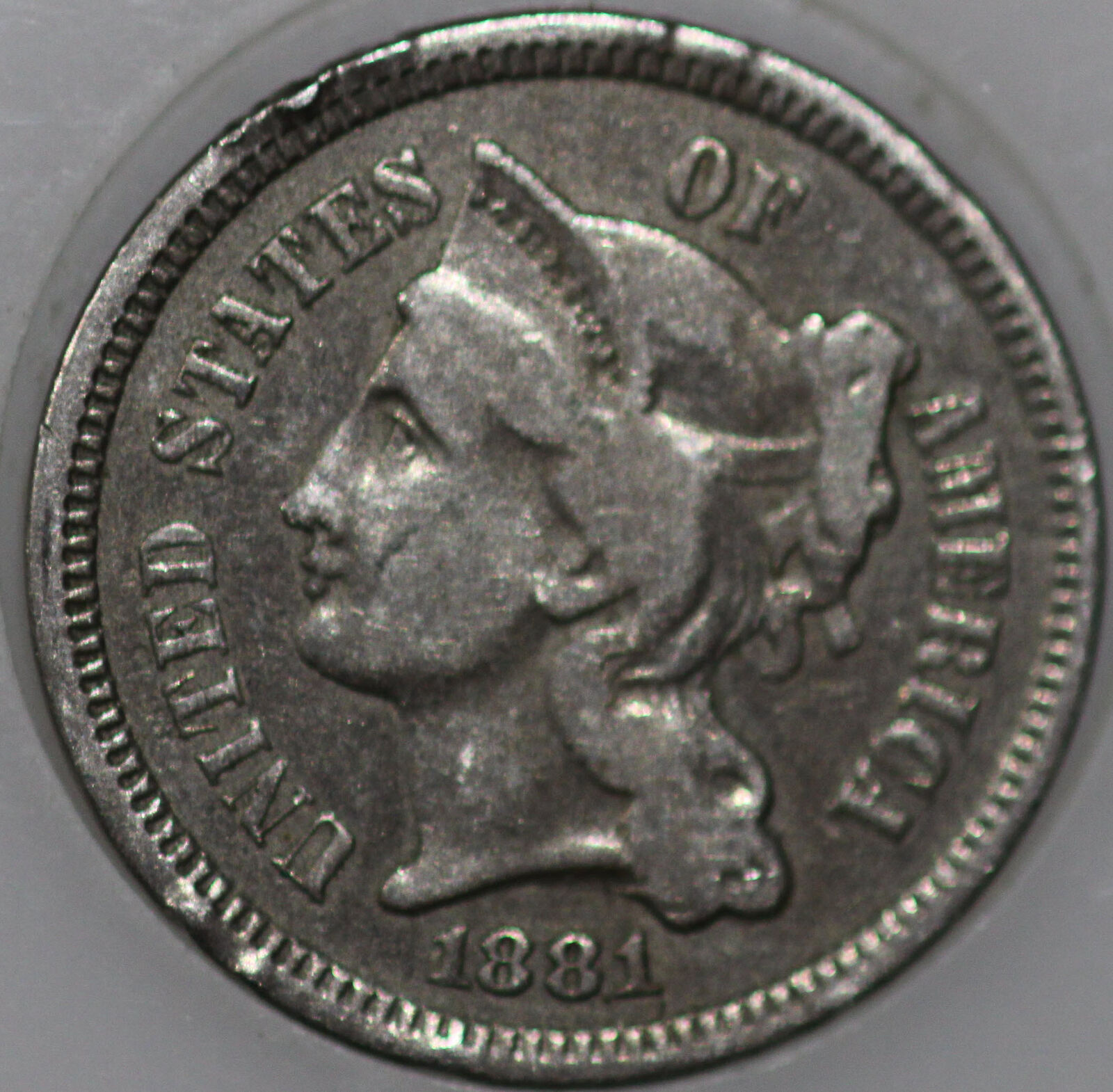 1881-p Three Cent Piece Over 100 Years Old. You'll Receive The Coin Shown [sn01]
