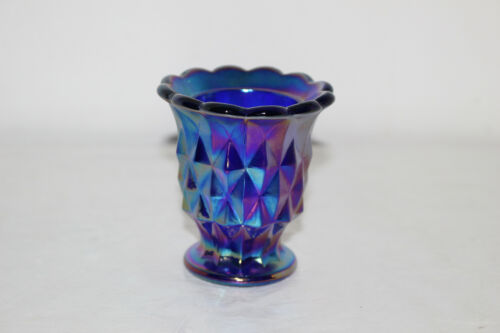 Imperial Diamond Block Aurora Jewels Cobalt Blue Carnival Glass Toothpick Holder