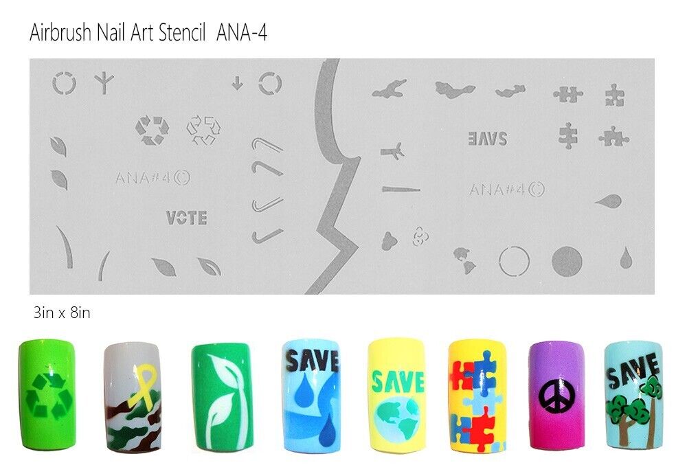 Nail Art Airbrush Stencil Awareness Themed Designs 2 Pc Set