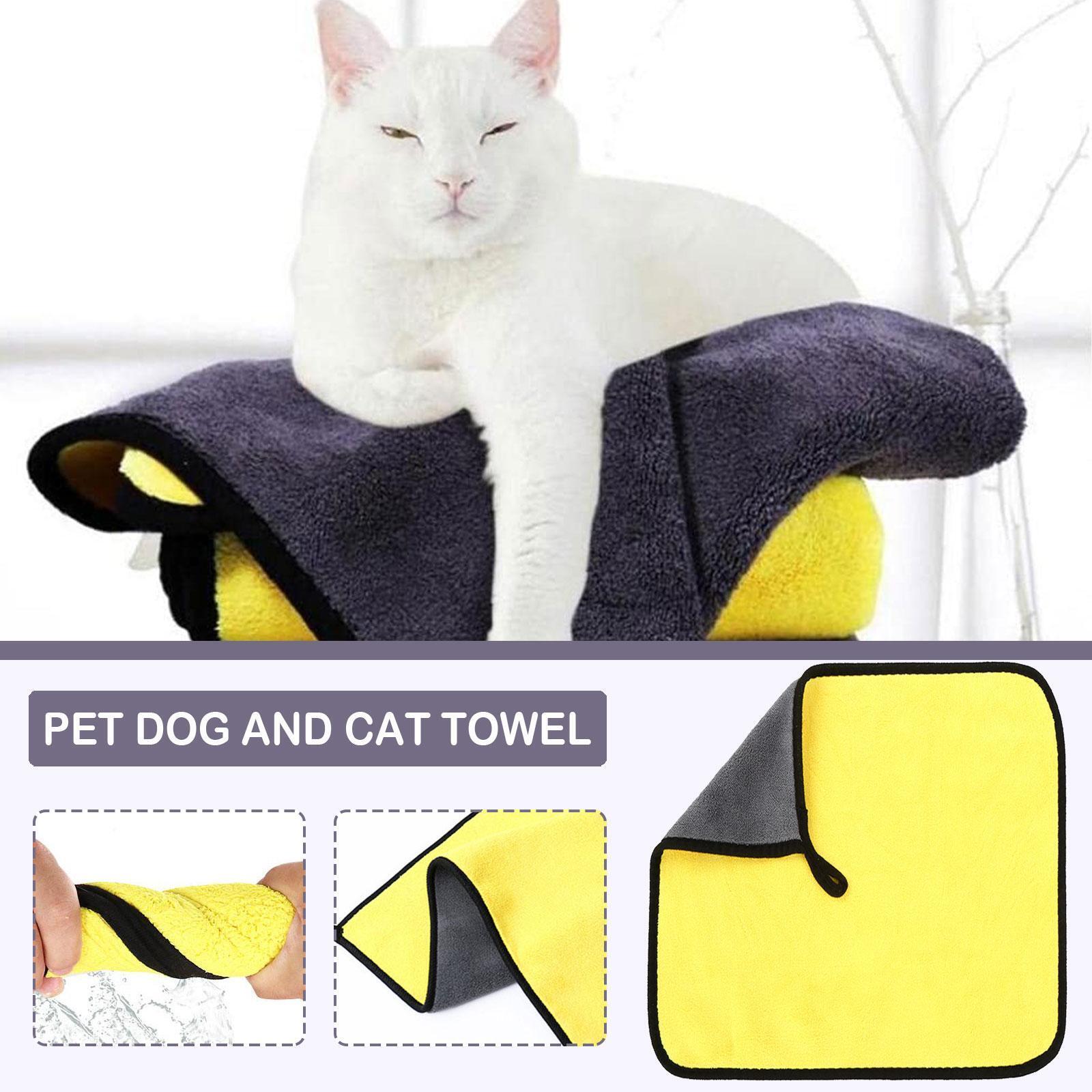 Quick-drying Pet Dog Cat Towels Soft Fiber Towels Water-absorbent Bath Towel W8