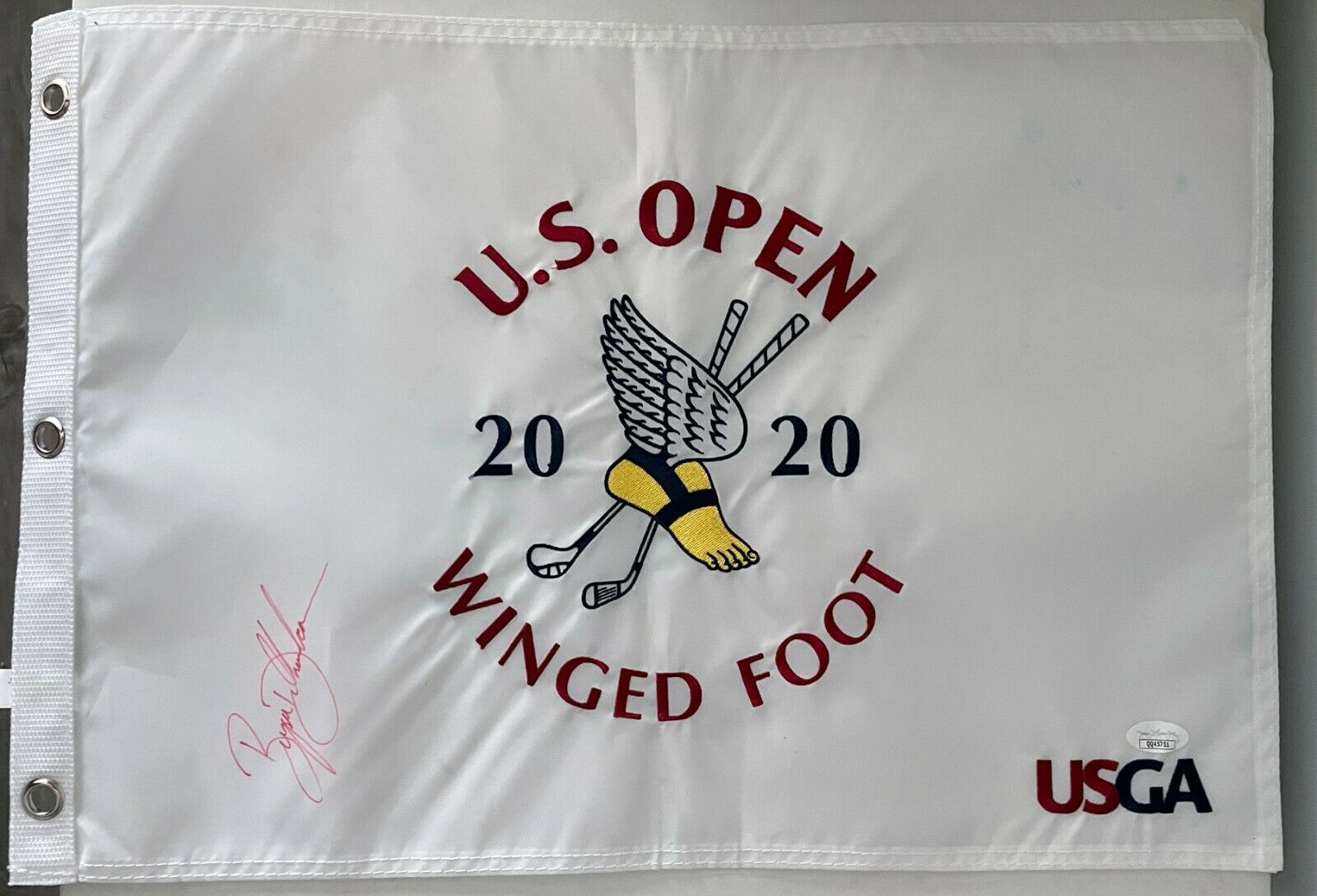 Bryson Dechambeau Signed Auto Autograph 2020 U.s. Open Winged Foot Flag Jsa