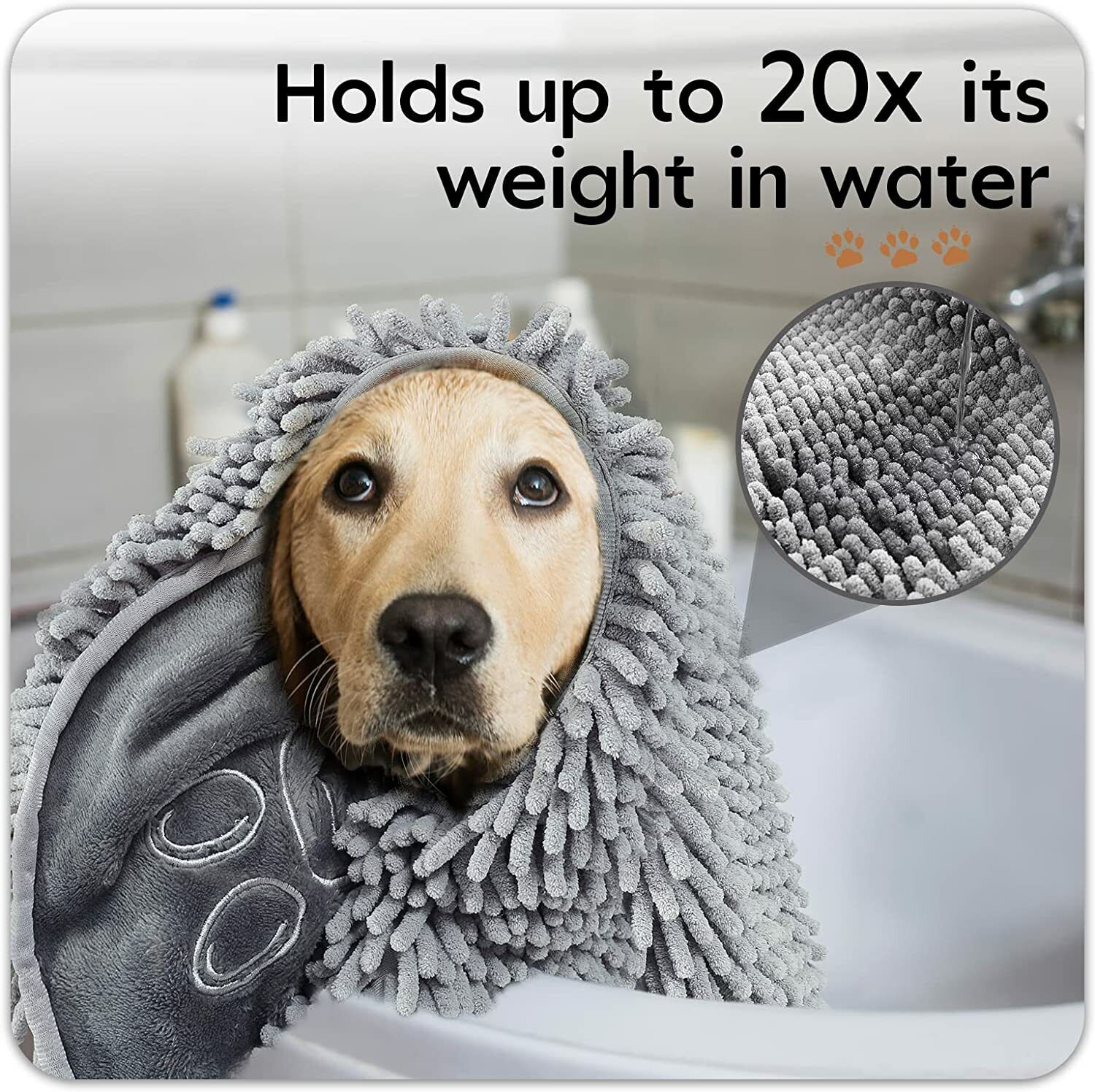Quick Drying Dog Towel / Shammy For Dogs- Soft And Super Absorption 12x32 Inches