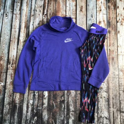 Nike Purple Sweatshirt & Athletic Leggings ~ M (10-12)