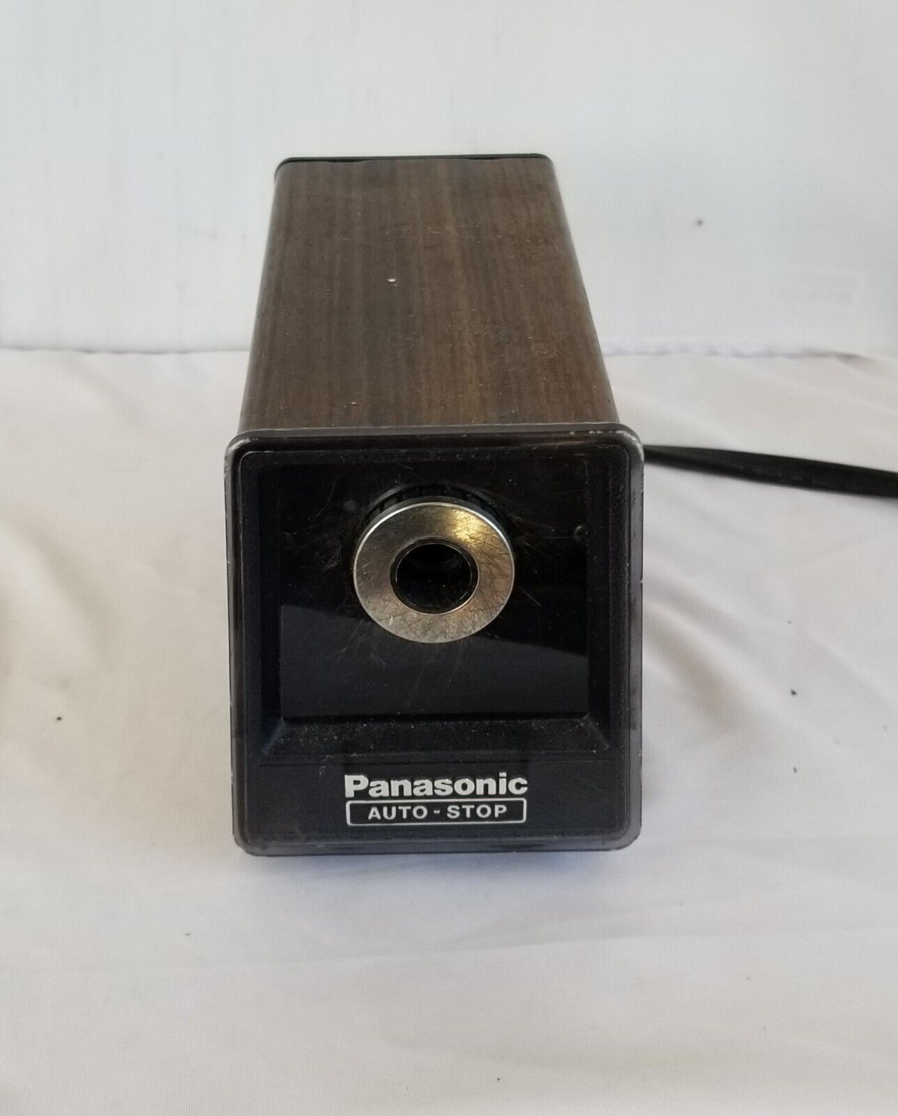 Vintage Panasonic Kp-77 Auto Stop Electric Pencil Sharpener Woodgrain