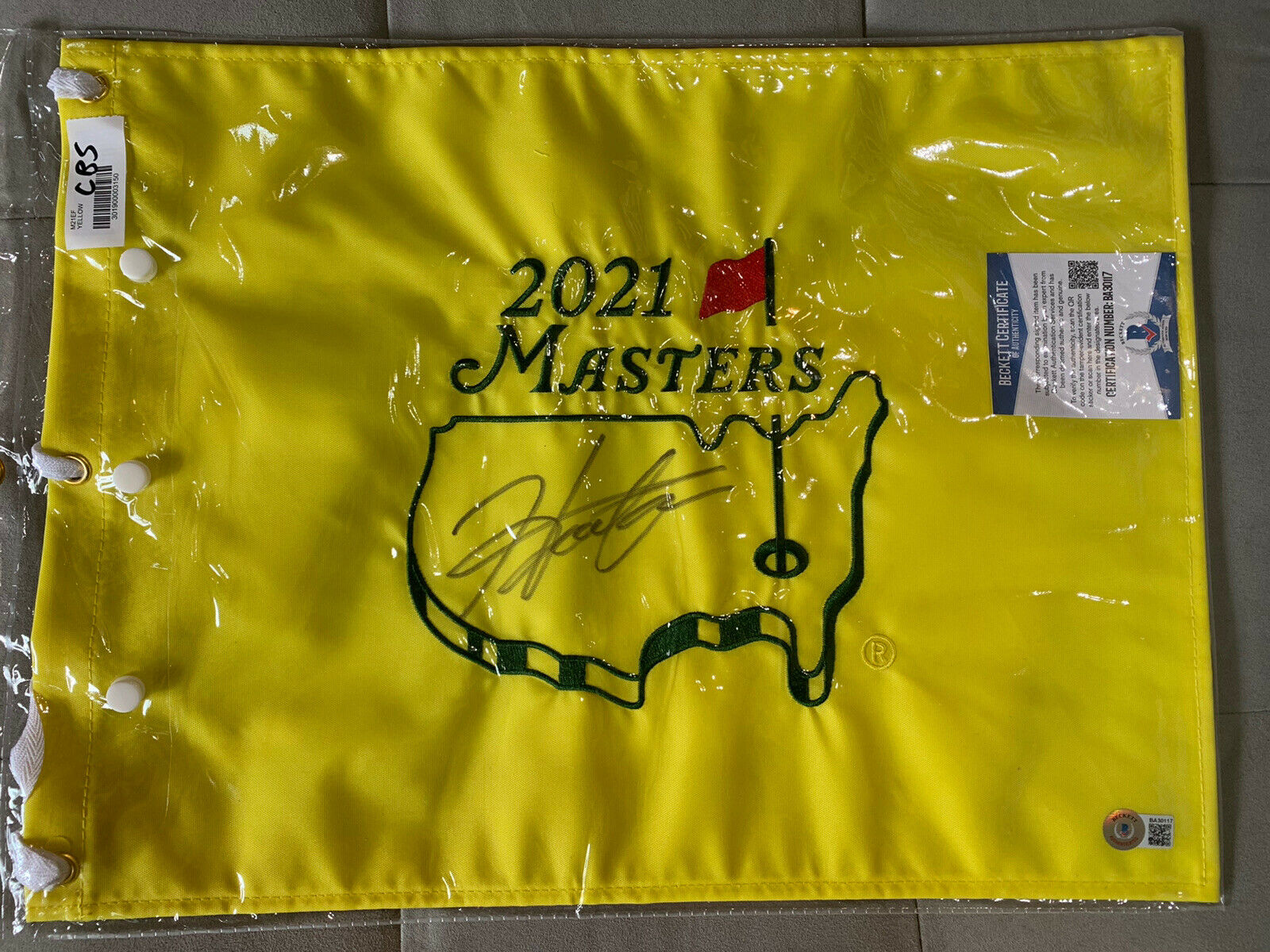 Hideki Matsuyama Signed 2021 Masters Flag Augusta Beckett Certified
